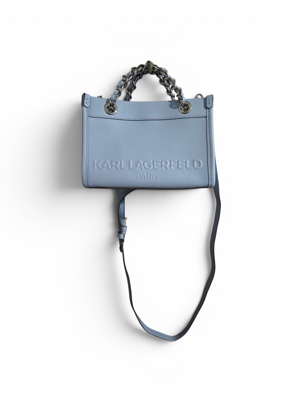 Karl Lagerfeld Pale Blue Chain Top /Crossbody Nwt - Picture 2 of 7